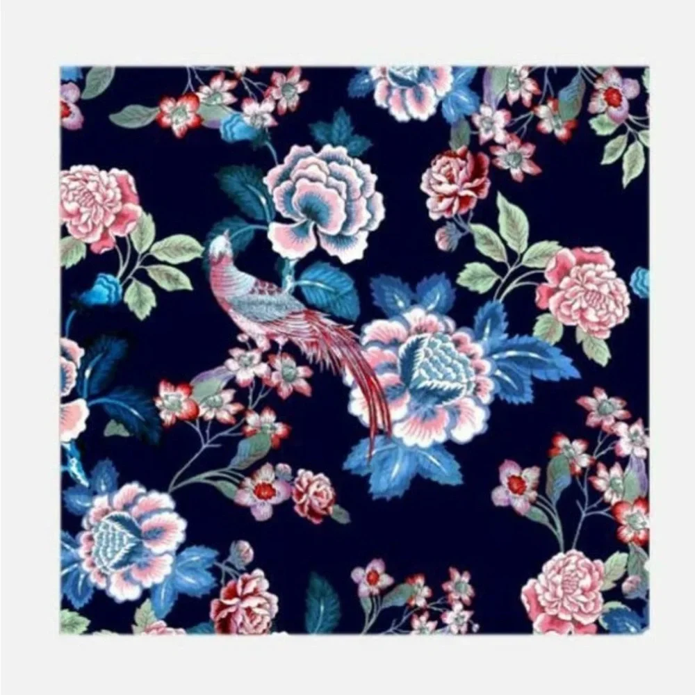 Johnny Was Navy Cotton Sateen Floral Face Mask Interior Pocket for Filter NIP